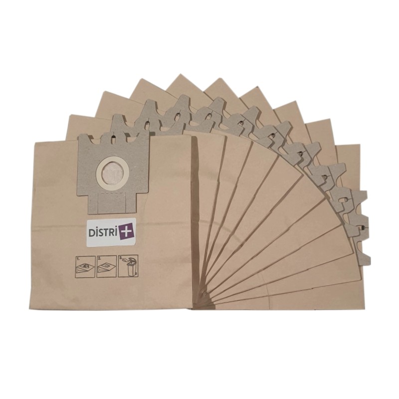 Distri+ - Sac aspirateur compatible avec Miele FJM, S246i, S261i, Série 300, Airclean, Bluemagic. - pochette de 10 sacs papier