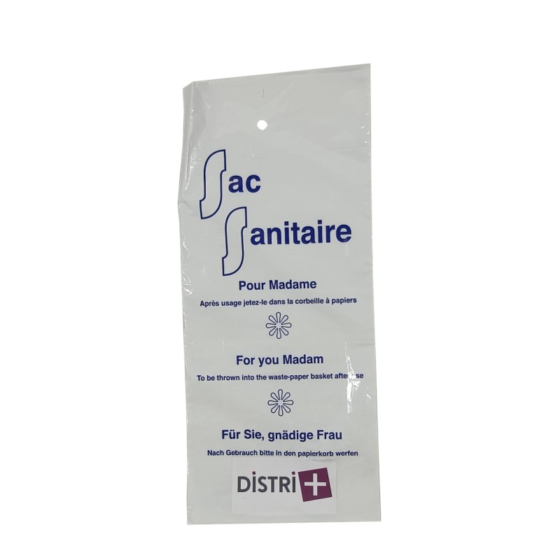 Distri+ - Sachet en plastique pour garniture périodique - Hygiène féminine - Colis de 1000