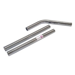 Distri+ - Lot de 2 tubes + 1 coude métal en acier chromé pour aspirateur Taski, Numatic... - Diamètre : 38mm