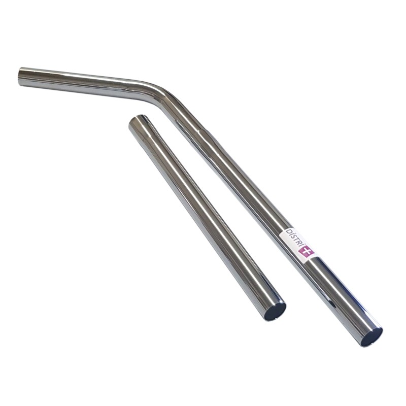 Distri+ - Lot de 2 tubes + 1 coude métal en acier chromé pour aspirateur Taski, Numatic... - Diamètre : 38mm