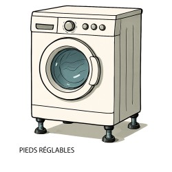 Distri+ - Lot de 4 Pieds réglables pour machine à laver - M8 x 35/50 mm
