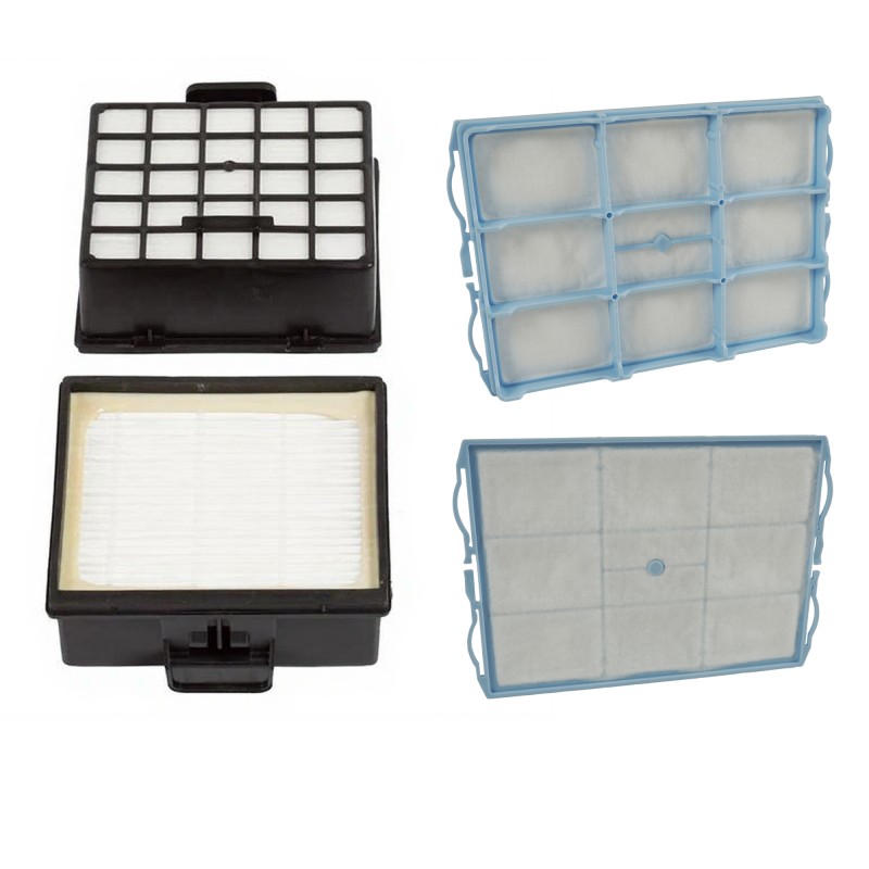 Distri+ - Lot de 2 filtres aspirateur (1 filtre Hepa, 1 filtre moteur) compatible avec Bosch, Siemens - Alternative pour réf.