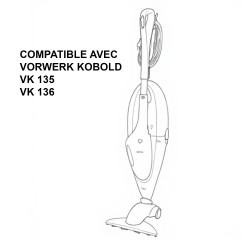 Distri+ - Lot de 4 filtres aspirateur (2 filtres Hepa, 2 filtres moteur) compatible avec Vorwerk Kobold VK 135 et VK 136