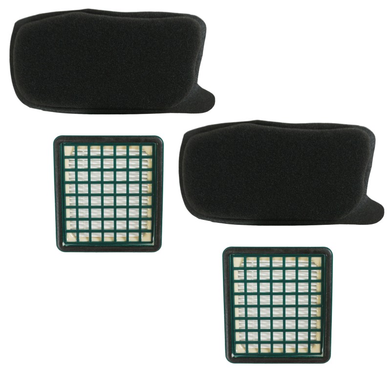 Distri+ - Lot de 4 filtres aspirateur (2 filtres Hepa, 2 filtres charbon) compatible avec Vorwerk Kobold VK 130 et VK 131