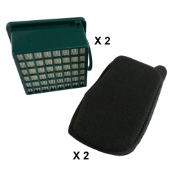 Distri+ - Lot de 4 filtres aspirateur (2 filtres Hepa, 2 filtres charbon) compatible avec Vorwerk Kobold VK 130 et VK 131