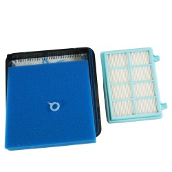 Distri+ - lot de 2 filtres aspirateur (1 Hepa, 1 moteur) compatible avec Philips PowerPro Compact, PowerPro City, PowerPro Acti