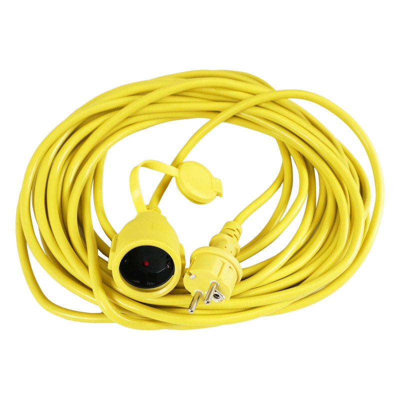 Distri+ - Rallonge prolongateur jaune H05VVF 3*1.5 mm² - 12,5 m