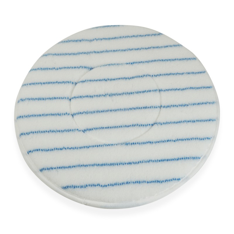 Distri+ - Pad/disque de nettoyage universel pour monobrosse ou autolaveuse en microfibre polyester - ø 406 mm - blanc rayures
