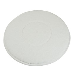 Distri+ - Pad/disque de nettoyage universel pour monobrosse ou autolaveuse en microfibre polyester - ø 406 mm - blanc