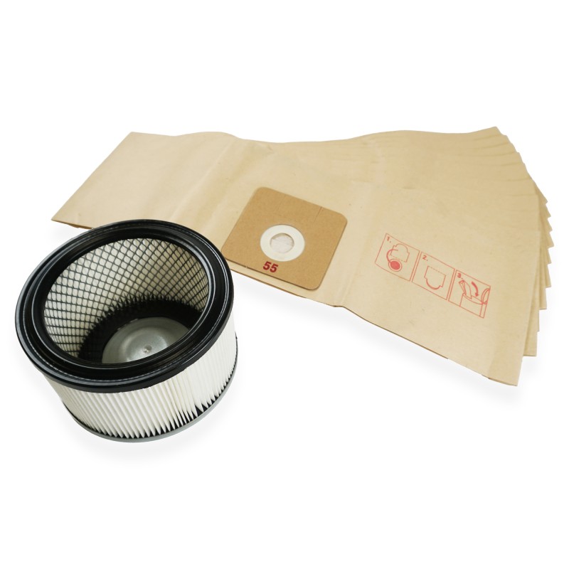 Distri+ - Lot d'un kit d'entretien pour aspirateur : 10 sacs aspirateur + 1 filtre cartouche - compatible Ecolab Bluevac - Comac