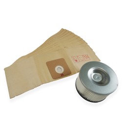 Distri+ - Lot d'un kit d'entretien pour aspirateur : 10 sacs aspirateur + 1 filtre cartouche - compatible Ecolab Bluevac - Comac