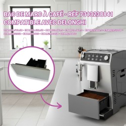 Bac/récipient de récupération du marc à café pour machine à café/cafetière - façade grise - Compatible avec Delonghi A